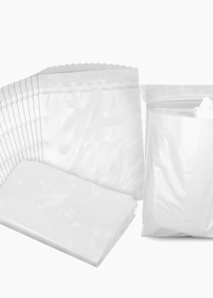 Disposable Car Trash Bags, 100 Pack Car Garbage Bag Hanging, Self Adhesive Cleaning Bags for Cars, Kitchens, Bedrooms, Offices, During Travel and Camping (9.8 * 12.2 Inches), White