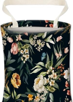 Car Trash Can, Cute Car Trash Bag, Hanging Car Organizer and Storage Bag, Trash Bin for Car Accessories, Vehicle, Travelling, Camping Watercolor Flowers