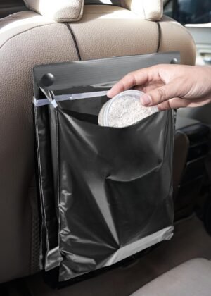 Disposable Car Trash Bags Hanging (Set of 15, Black) - Large 15 x 12Inches, Recycled Car Garbage Bags with Leak-proof & Smell-proof, Multipurpose Automobile Trash Container Perfect Car Fit