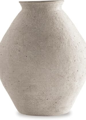 12" Modern Distressed Polyresin Vase, Antique Tan