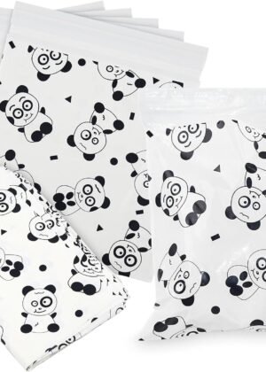 Disposable Car Trash Bags 100 Pack Car Garbage Bag Self Adhesive Vomit Bags Panda Pattern Trash Bag Automobiles for Cars Kitchens Bedrooms Offices During Travel and Camping (Style B)