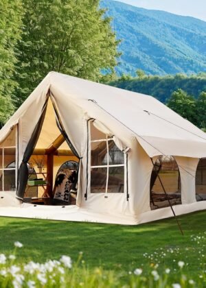 Upgraded 100% Waterproof Inflatable Camping Tent, Large Blow-Up Air Tent, No Assembly Needed Luxury Glamping House, Oxford Fabric