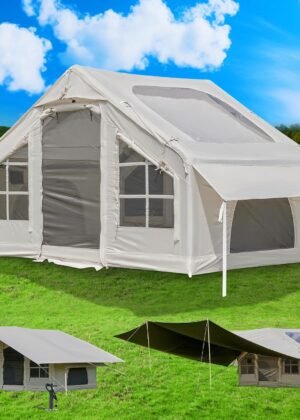 Inflatable Tent with Pump, 2-4-6 Person Instant Glamping Camping Tents House, Easy Setup Blow Up Family Tents for 4 Seasons Waterproof Inflatable Tent for Camping with Mesh Windows.