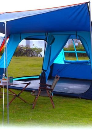 Extra Large Tent 12 Person,Awning Family Cabin Tents,2 Rooms,3 Doors and 3 Windows with Mesh,Straight Wall,Waterproof,Double Layer,Big Tent for Outdoor,Picnic,Camping,Family Gathering