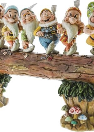 by  Snow White and The Seven Dwarfs Standing on Log Figurine, 8.25 Inch, Multicolor