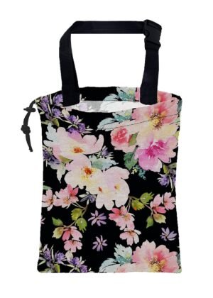 Car Trash Bag Watercolor Pink Flowers Leak-Proof Waterproof Car Garbage Bag with Drawstring Foldable Canvas Trash Bin with Adjustable Buckle for Car Accessories, Travelling, Camping